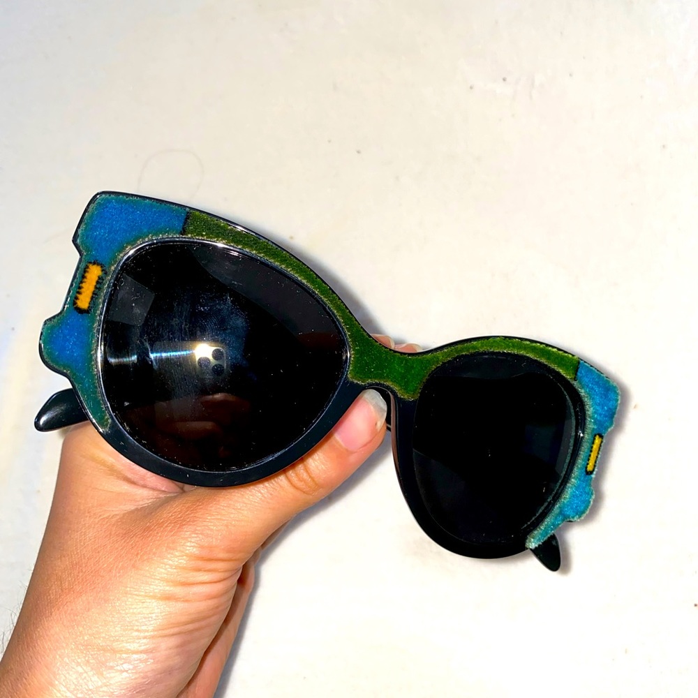 Prada velvet butterfly sunglasses - blue green - Picture 3 of 7